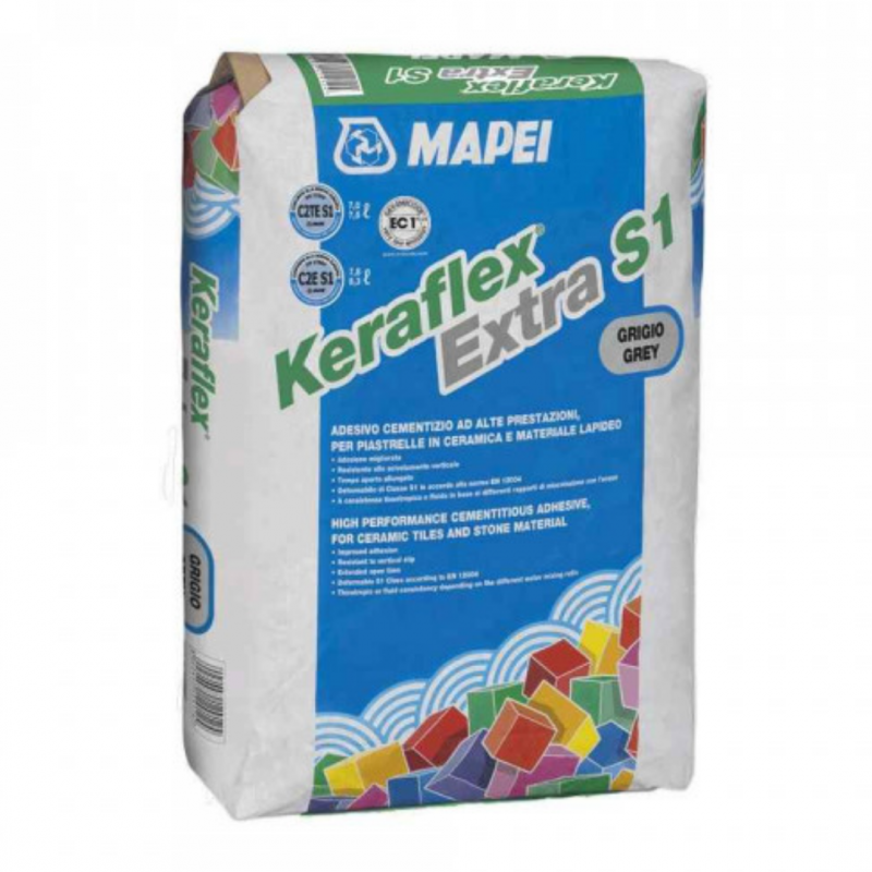 Adesivo per piastrelle Bianco 23 kg KERAFLEX EXTRA S1 - Mapei 1194423