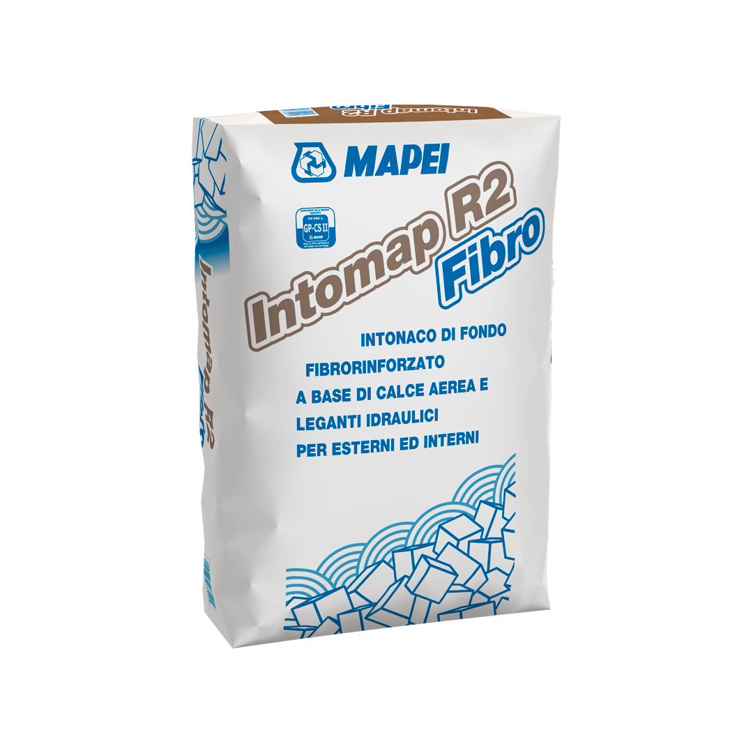 Intonaco di fondo fibrorinforzato 25kg INTOMAP R2 FIBRO - Mapei 1881125