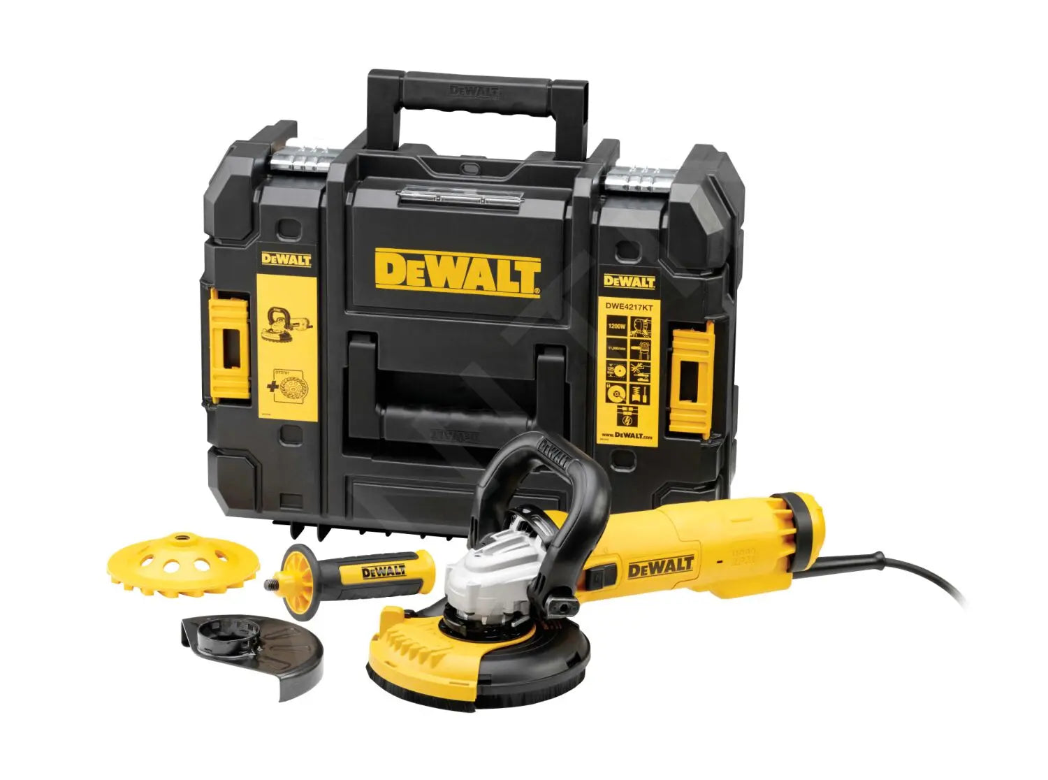 KIT Smerigliatrice angolare 125mm 1200W + Tazza Turbo e Cuffia DeWalt DWE4217KT-QS