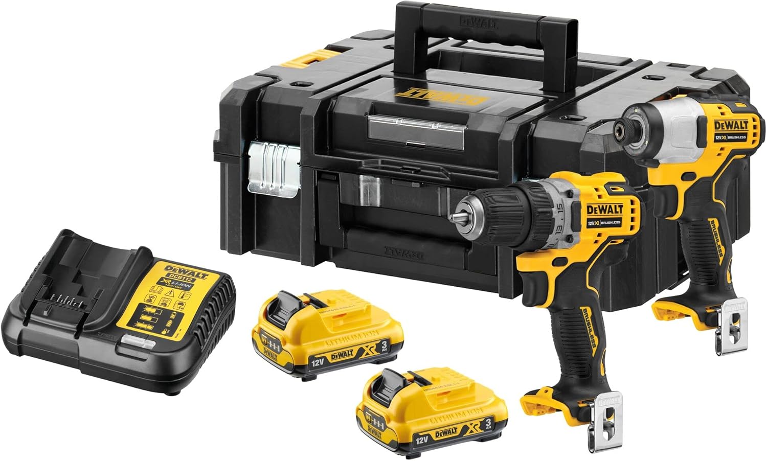 KIT Trapano Avvitatore DCD701 + AVV.IMPULSI DCF801 12 V DeWalt DCK2110L2T-QW