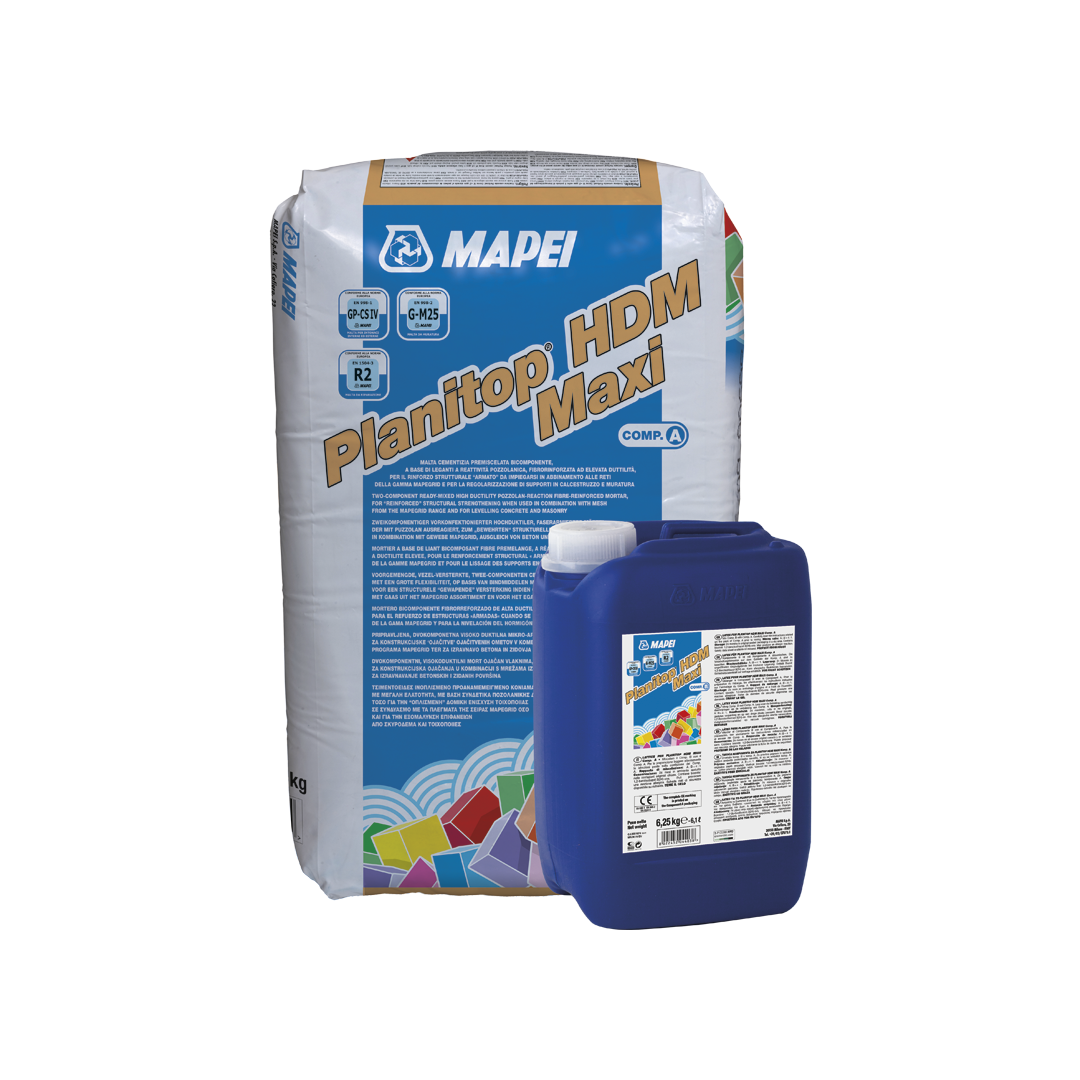 Kit Maxi Malta cementizia 25kg + Fustino 6,5 KG - PLANITOP HDM MAXI - MAPEI