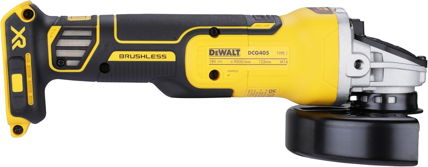 Smerigliatrice Angolare, Multicolore (Nero/Giallo), 13 x 33 x 16 cm, Senza Batterie DeWalt DCG405NT-XJ